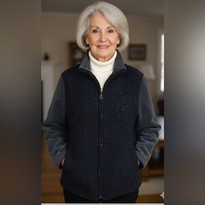 GIESSWEIN Navy Blue Boiled Wool Jacket w/Corduroy Sleeves Women's Sz EU 36 US 6